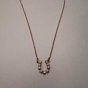 Gold Horseshoe Necklace with Crystals
